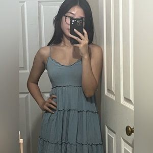 Blue preppy ruffled dress